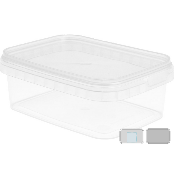 Rechthoekige tamperproof container met transparant deksel PP